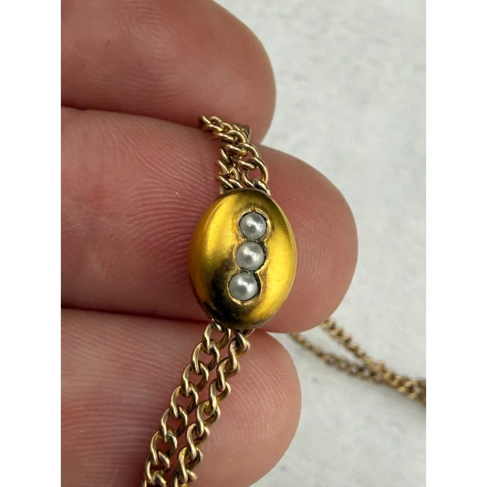 Vintage H&H Gold Filled Watch Chain Gold Tone Fancy Slider  48